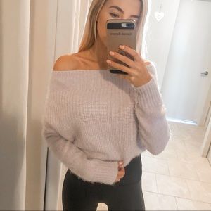HOST PICK Purple Off The Shoulder Knit Sweater